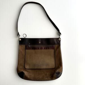 Jerome‎ Leplat VTG Leather Suede Patina Shoulder Tote Messenger Bag